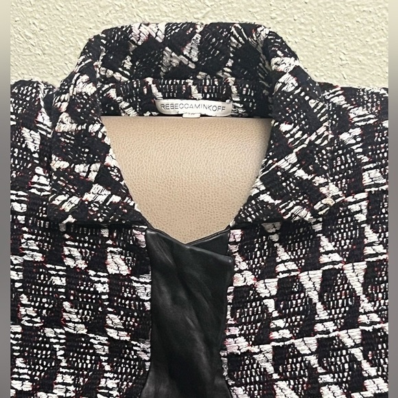 Rebecca Minkoff  Carolyn Tweed Leather Cropped Jacket Blazer Style # PF146003 - Picture 3 of 9